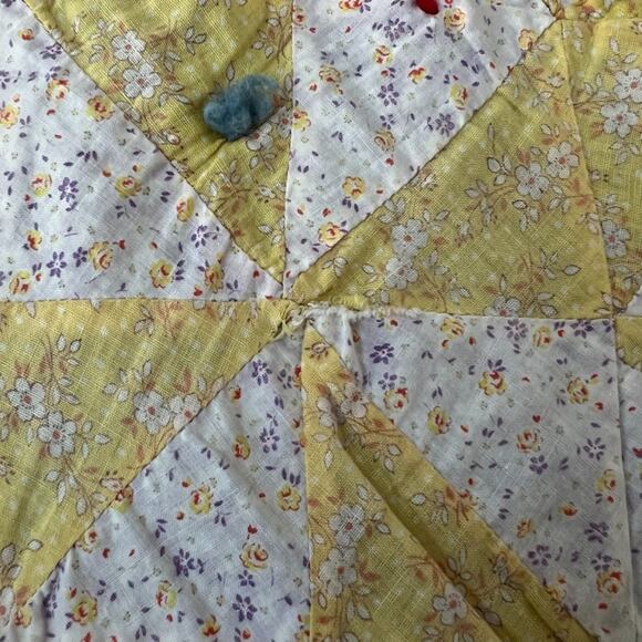 Handmade Nap Quilt Bed Cover Diamond Floral Patchwork Reversible 57" x 72" - Picture 5 of 16